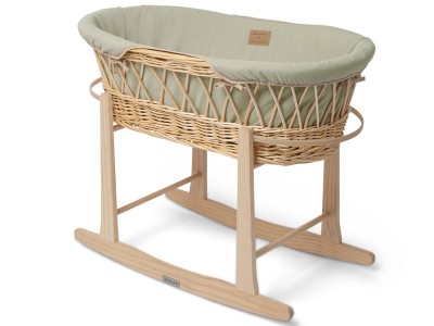 Organic Wicker Moses Basket - Sage | Clair de Lune