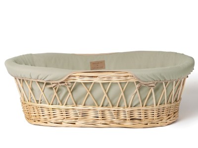 Organic Wicker Moses Basket - Sage | Clair de Lune