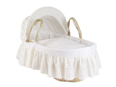 Broderie Anglaise Palm Moses Basket | Clair de Lune
