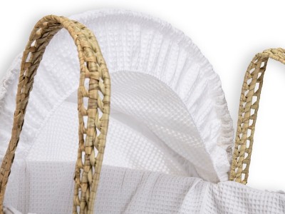 Waffle Palm Moses Basket & Natural Folding Stand - White