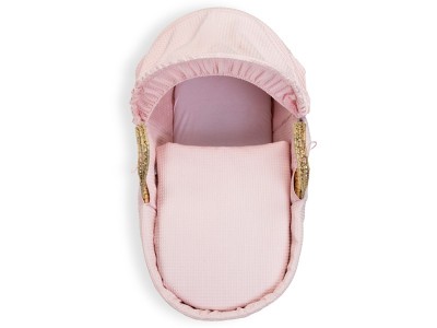 Waffle Palm Moses Basket & Natural Folding Stand - Pink