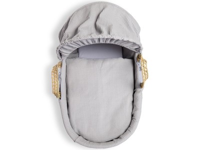 Waffle Palm Moses Basket & Natural Folding Stand - Grey