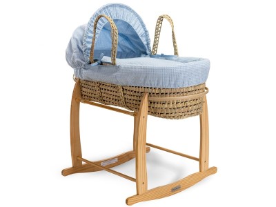 Waffle Palm Moses Basket - Blue | Clair de Lune
