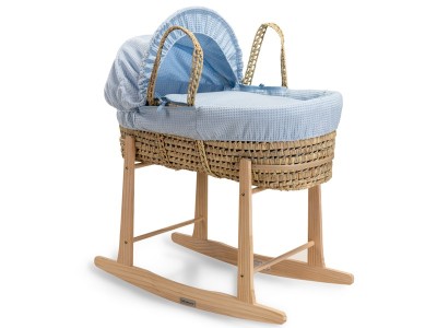 Waffle Palm Moses Basket - Blue | Clair de Lune