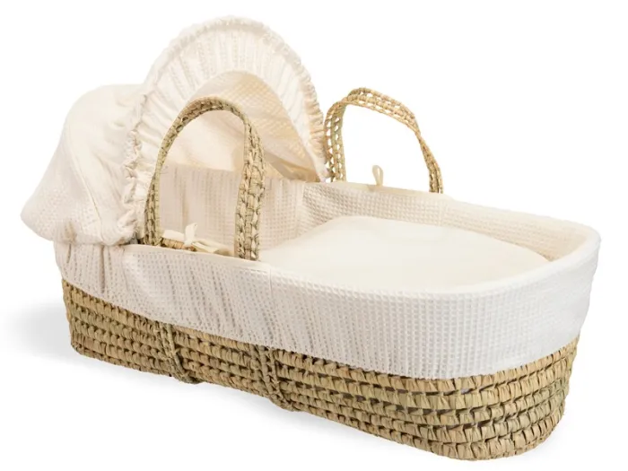 Waffle Palm Moses Basket - Cream | Clair de Lune