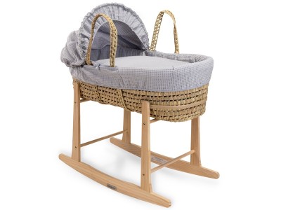 Waffle Palm Moses Basket - Grey | Clair de Lune
