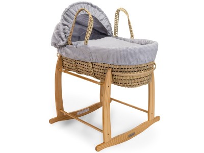 Waffle Palm Moses Basket - Grey | Clair de Lune