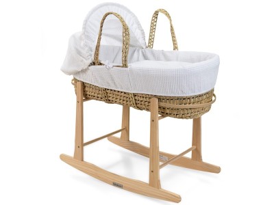 Waffle Palm Moses Basket - White | Clair de Lune