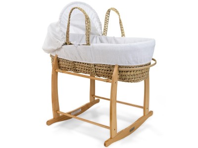 Waffle Palm Moses Basket - White | Clair de Lune