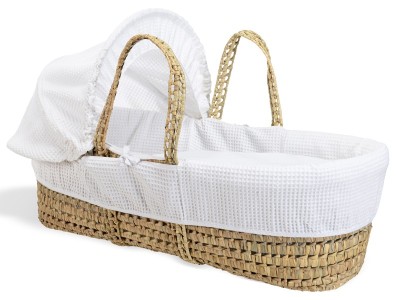 Waffle Palm Moses Basket - White | Clair de Lune