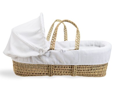 Waffle Palm Moses Basket - White | Clair de Lune