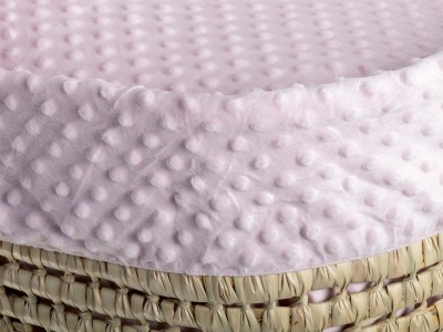 Dimple Palm Moses Basket & Natural Folding Stand - Pink