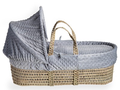 Dimple Palm Moses Basket & Natural Folding Stand - Grey