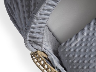 Dimple Palm Moses Basket & Natural Folding Stand - Grey