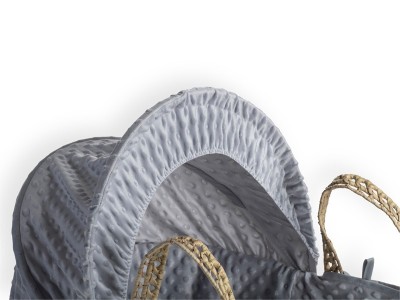 Dimple Palm Moses Basket & Natural Folding Stand - Grey