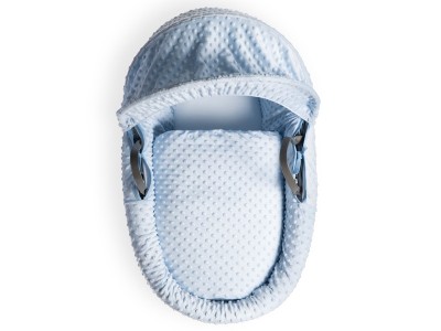 Dimple Grey Wicker Moses Basket - Blue | Clair de Lune