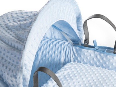 Dimple Grey Wicker Moses Basket - Blue | Clair de Lune