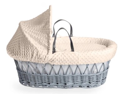 Dimple Grey Wicker Moses Basket - Cream | Clair de Lune