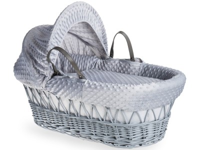 Dimple Grey Wicker Moses Basket - Grey | Clair de Lune