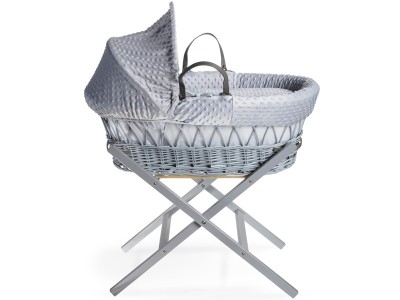 Dimple Grey Wicker Moses Basket - Grey | Clair de Lune