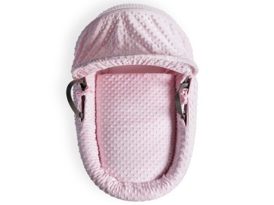 Dimple Grey Wicker Moses Basket - Pink | Clair de Lune