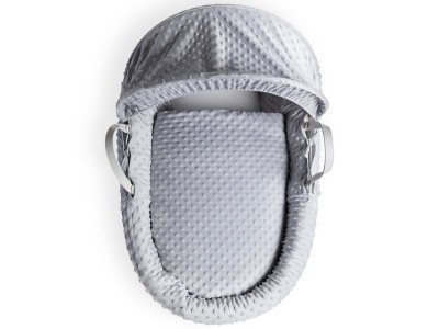 Clair de Lune Dimple White Wicker Moses Basket - Grey