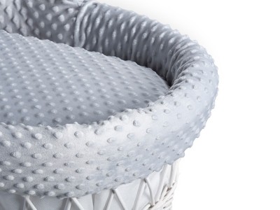 Clair de Lune Dimple White Wicker Moses Basket - Grey