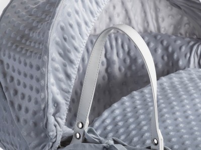 Clair de Lune Dimple White Wicker Moses Basket - Grey