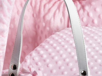 Clair de Lune Dimple White Wicker Moses Basket - Pink