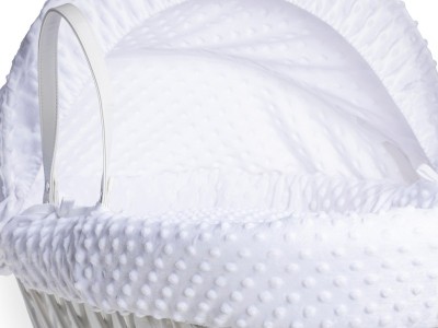 Clair de Lune Dimple White Wicker Moses Basket - White