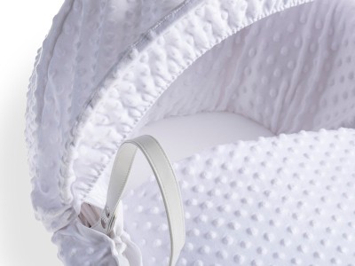Clair de Lune Dimple White Wicker Moses Basket - White