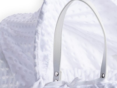 Clair de Lune Dimple White Wicker Moses Basket - White