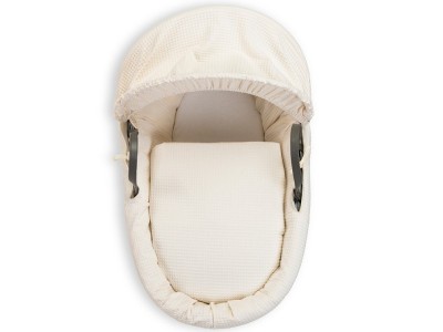 Clair de Lune Waffle Grey Wicker Moses Basket - Cream