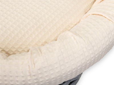 Clair de Lune Waffle Grey Wicker Moses Basket - Cream