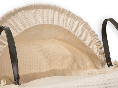 Clair de Lune Waffle Grey Wicker Moses Basket - Cream