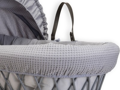 Clair de Lune Waffle Grey Wicker Moses Basket - Grey