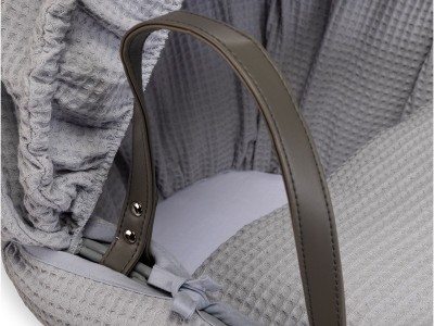 Clair de Lune Waffle Grey Wicker Moses Basket - Grey