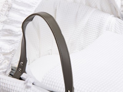 Clair de Lune Waffle Grey Wicker Moses Basket - White