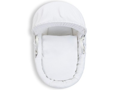 Clair de Lune Waffle White Wicker Moses Basket - White