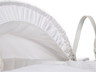 Clair de Lune Waffle White Wicker Moses Basket - White