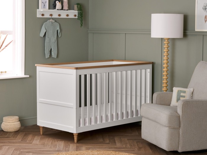 Obaby Orla Cot Bed - White with Natural | Baby Snooze