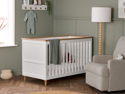 Obaby Orla Cot Bed - White with Natural | Baby Snooze
