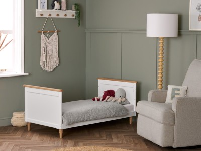 Obaby Orla Cot Bed - White with Natural | Baby Snooze