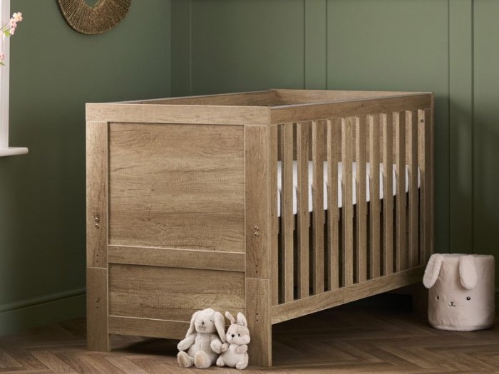 Obaby Nika Mini Cot Bed - Grey Wash | Baby Snooze