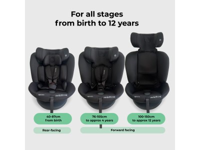 MBCS300 Easy Spin R129 Car Seat with Top Tether – Black