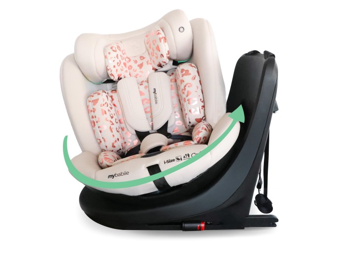 My Babiie MBCS300 Easy Spin R129 Car Seat with Top Tether - Pink Leopa