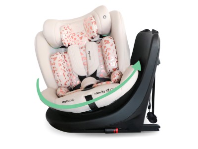 My Babiie MBCS300 Easy Spin R129 Car Seat with Top Tether - Pink Leopa