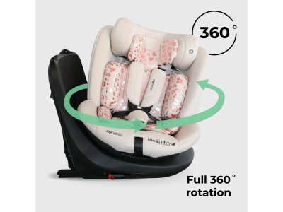 My Babiie MBCS300 Easy Spin R129 Car Seat with Top Tether - Pink Leopa