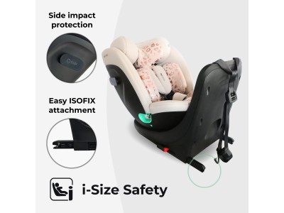 My Babiie MBCS300 Easy Spin R129 Car Seat with Top Tether - Pink Leopa