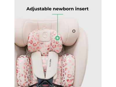 My Babiie MBCS300 Easy Spin R129 Car Seat with Top Tether - Pink Leopa